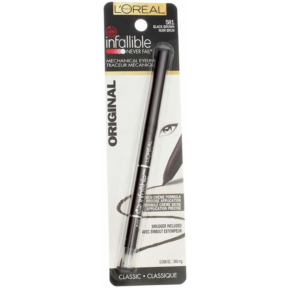 L'Oral Paris Infallible Never Fail Eyeliner, 581 Black Brown (Pack of 2)