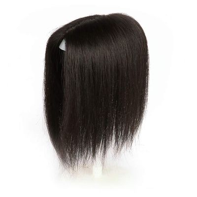 100% Real Human Hair Forehead Topper with Clips, 5.5"x 6.3" Free Parting Silk Base Top Hairpieces for Women with Thinning Hair, 12" Light Brown