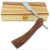 Common Wealth Pure Wood Handle Straight Edge Classic Folding Barber Shaving Razor Vintage Style With Wooden Case Display Box (Silver) view 1
