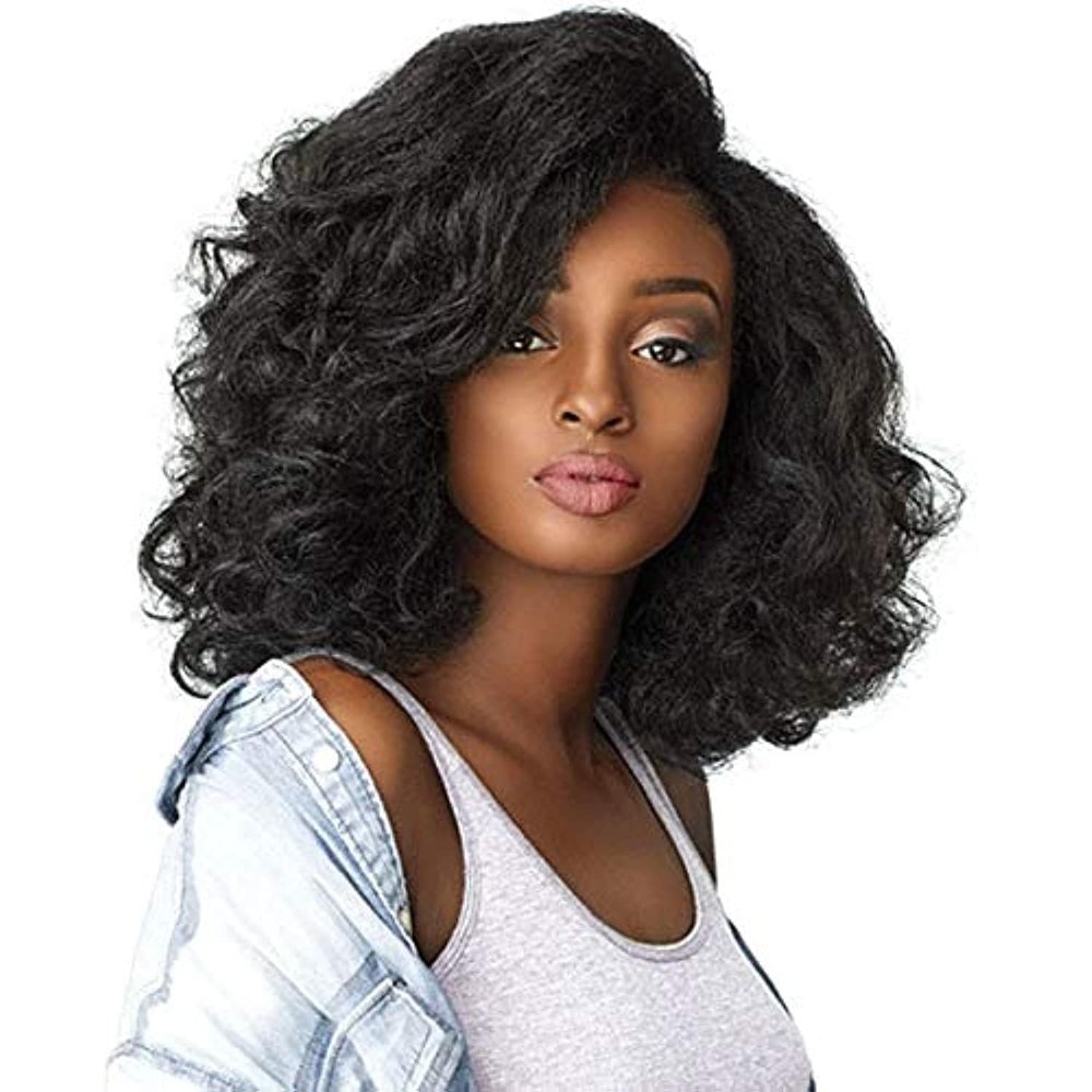 Sensationnel Curls Kinksandco Half Wig - Top Lady Instant Weave Drawstring Cap for Natural 3C to 4C Hair Textures (1B OFFBLACK)
