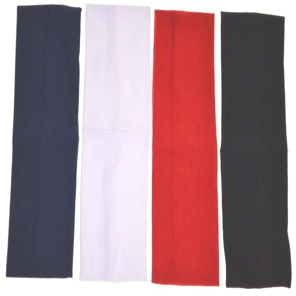 2.75" Wide Fashion Hair Headband Set (4 Colors-black,white,navy blue,red)