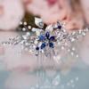 Olbye Wedding Hair Comb Blue Rhinestone Bridal Hair Accessories for Bride and Bridesmaids Wedding Hair Piece Silver view 1
