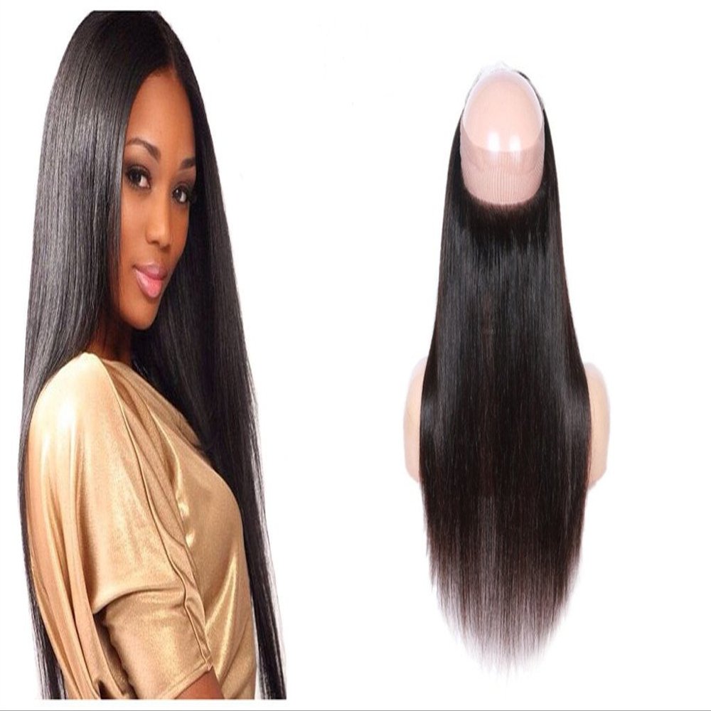 YanT HAIR Brazilian Virgin Hair 360 Lace Frontal Closure Free Part Straight Human Hair 1 Piece 18 Inches Natural Black Color Pack of 1