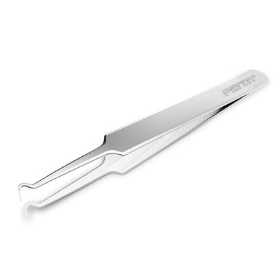 Blackhead Acne Extraction Tweezers - FEITA Pro & Surgical-Grade Stainless Steel Bend Curved Comedone Extractor Tweezer Tool for Remove Whitehead and Clogged Pores, Pimple - Silver