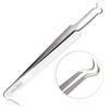 Blackhead Acne Extraction Tweezers - FEITA Pro & Surgical-Grade Stainless Steel Bend Curved Comedone Extractor Tweezer Tool for Remove Whitehead and Clogged Pores, Pimple - Silver view 2