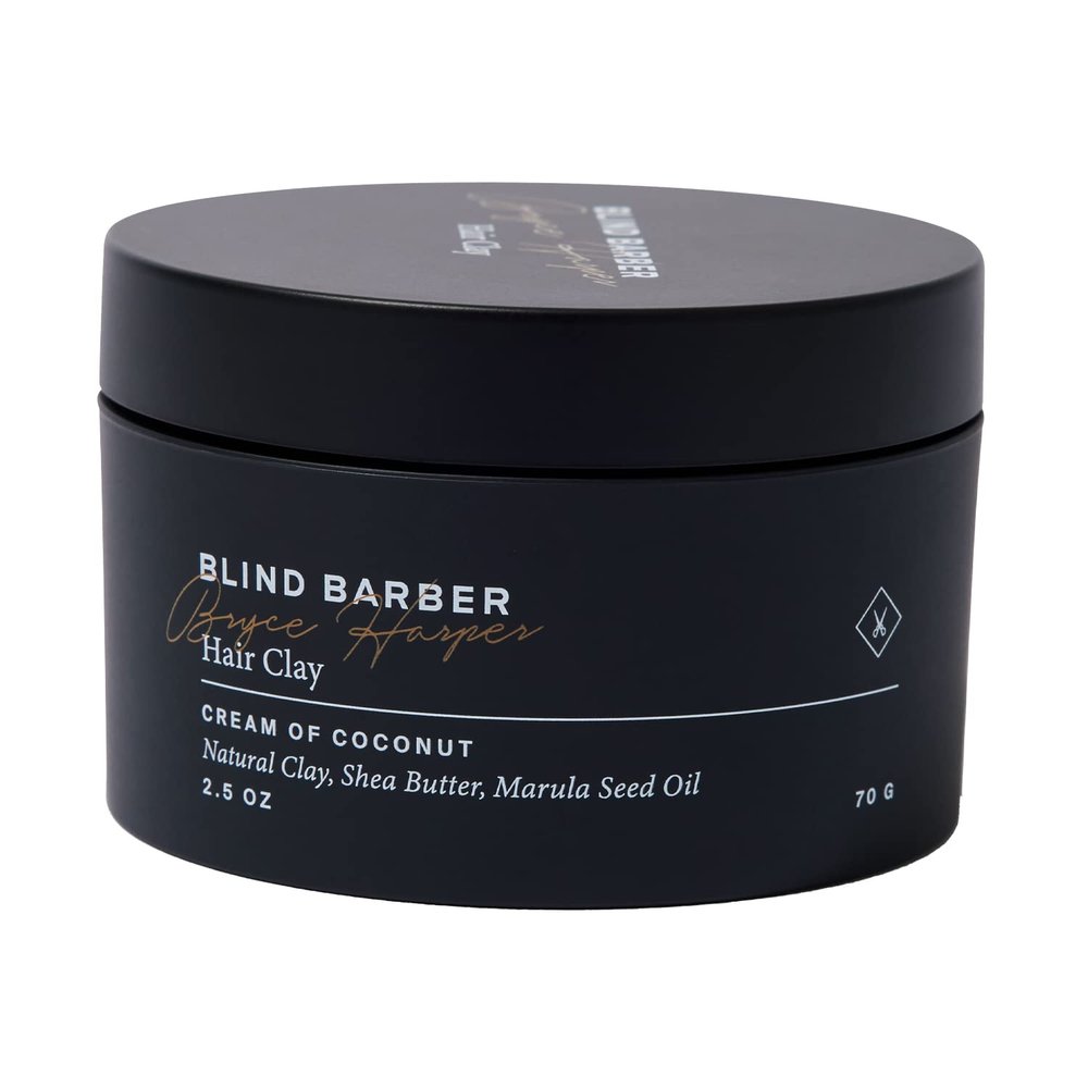 Blind Barber Bryce Harper Hair Clay - Matte Clay Pomade for Men - Medium to Strong Hold - Infused with Kaolin, Shea Butter & Marula Seed Oil - Coconut Scent (2.5 Oz)