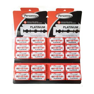 Personna Platinum Red Chrome Double Edge Stainless Steel 100 Blades 20BX