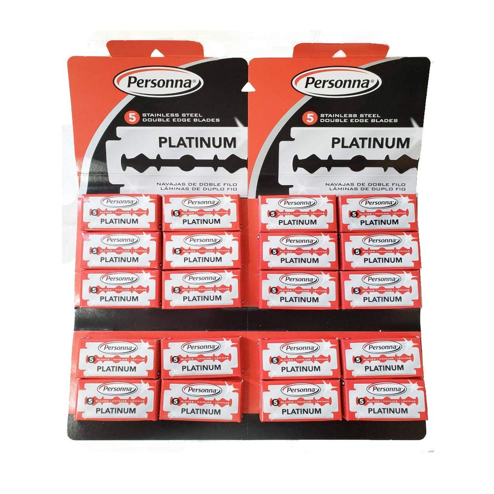 Personna Platinum Red Chrome Double Edge Stainless Steel 100 Blades 20BX