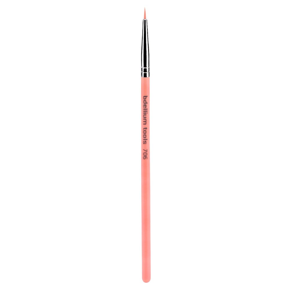 Bdellium Tools Professional Makeup Brush - Pink Bambu Series 706 Fine Point Eyeliner - With Soft Synthetic Fibers, For Ultra-Fine Detail and Lining (Pink, 1pc)