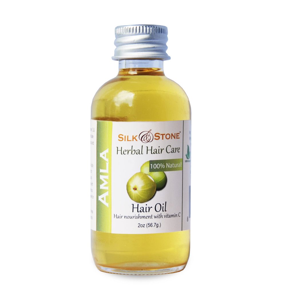 Pure Amla Oil for Hair Growth, Vegan and Gluten-Free Amla Fruit Hair Treatment Oil, Natural Hair Growth Oil for Men and Women, 2 ounces - Silk and Stone