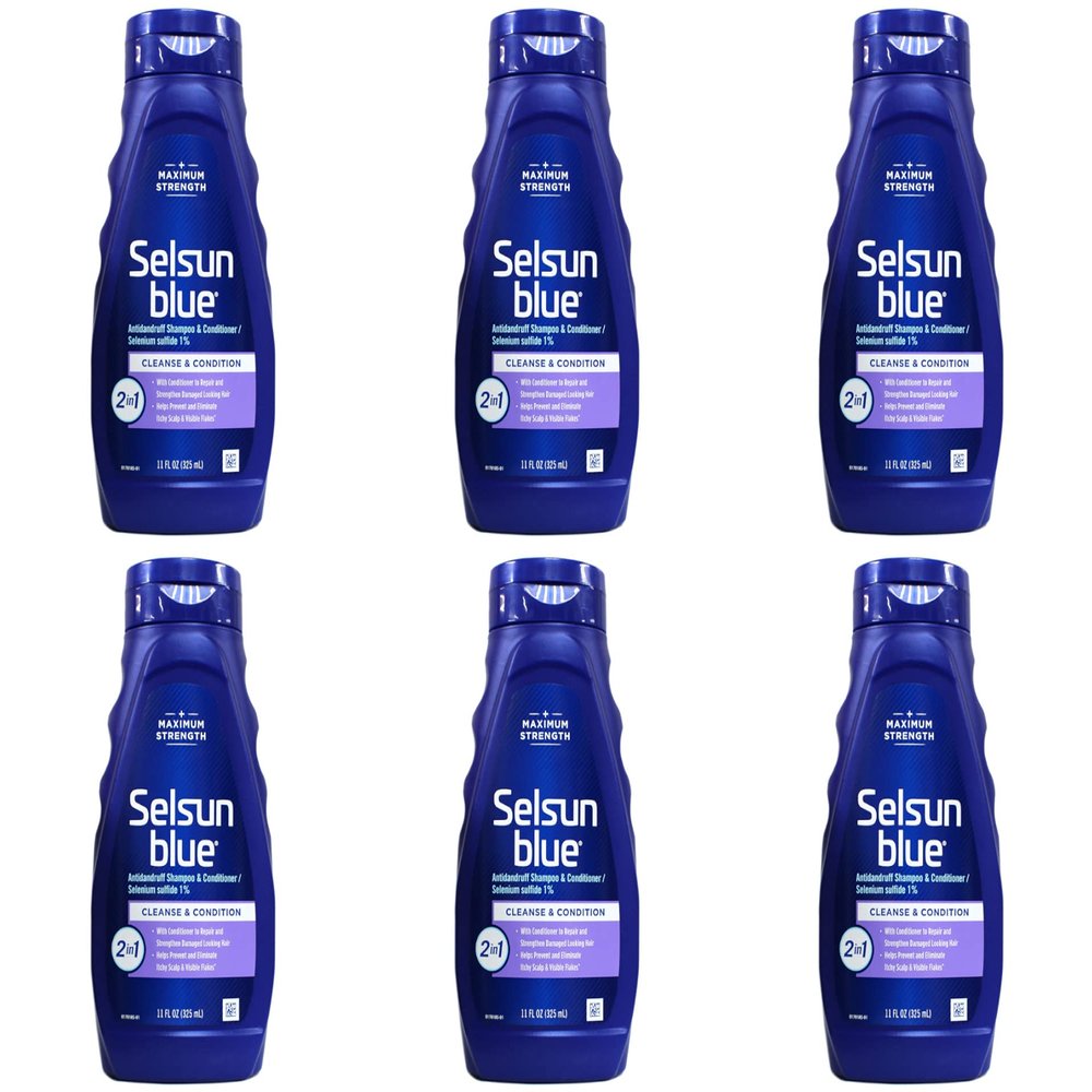 Selsun Blue Shampoo Naturals Dandruff 2-In-1 Strength 11 Ounce (325ml) (6 Pack)