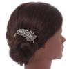 Vintage Inspired Clear Austrian Crystal 'Leaf' Side Hair Comb In Gold Tone - 70mm view 3
