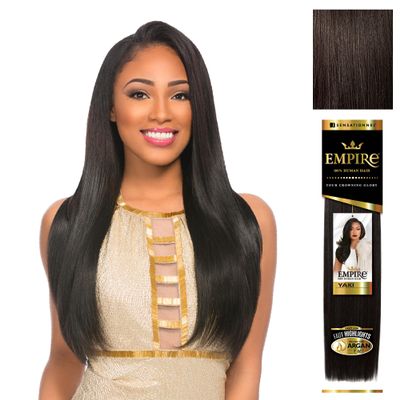 Sensationnel Empire yaki human hair - Tangle Free Weaving for Quick Weave and Sew in Styles for Faux Highlights and Fauxmiddlepart Leave Out - 1 Pack (10 inch, 2 DARKBROWN)