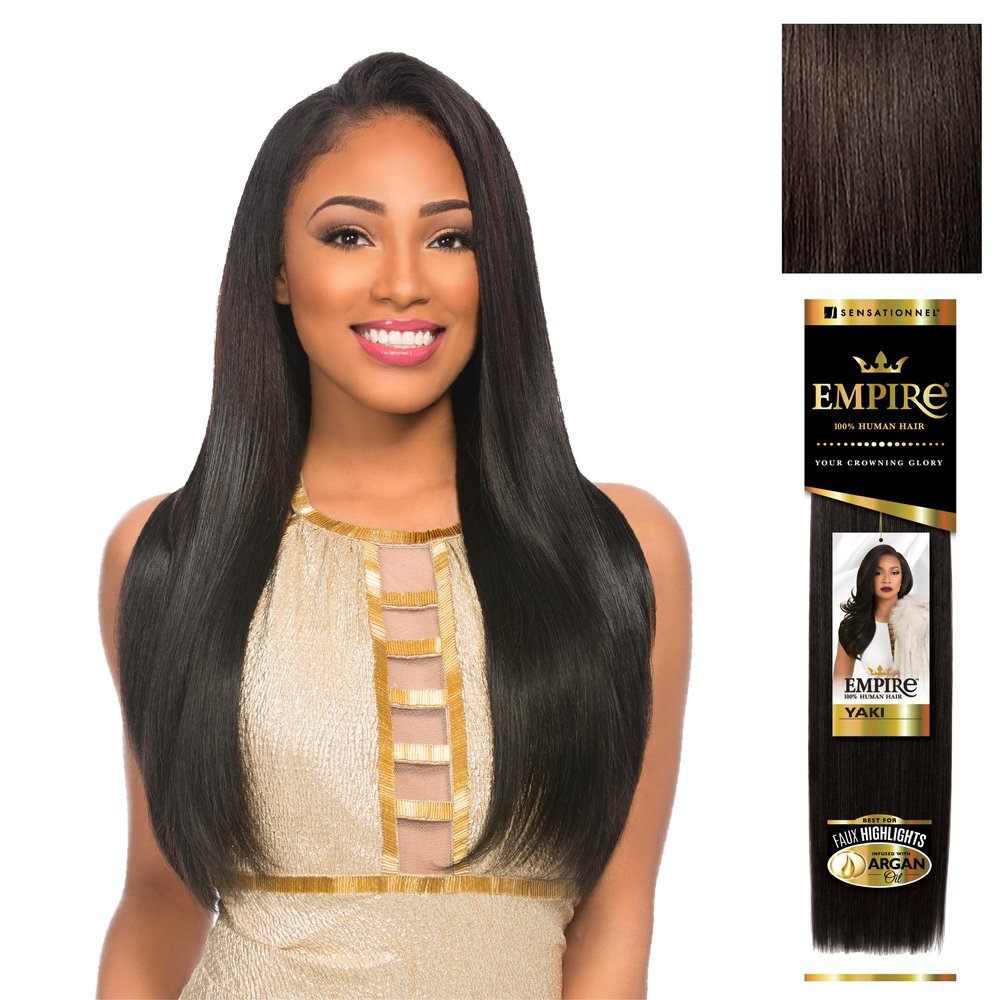 Sensationnel Empire yaki human hair - Tangle Free Weaving for Quick Weave and Sew in Styles for Faux Highlights and Fauxmiddlepart Leave Out - 1 Pack (10 inch, 2 DARKBROWN)