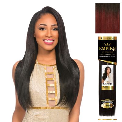 Sensationnel Empire yaki human hair - Tangle Free Weaving for Quick Weave and Sew in Styles for Faux Highlights and Fauxmiddlepart Leave Out - 1 Pack (10 inch, T1B/BG)