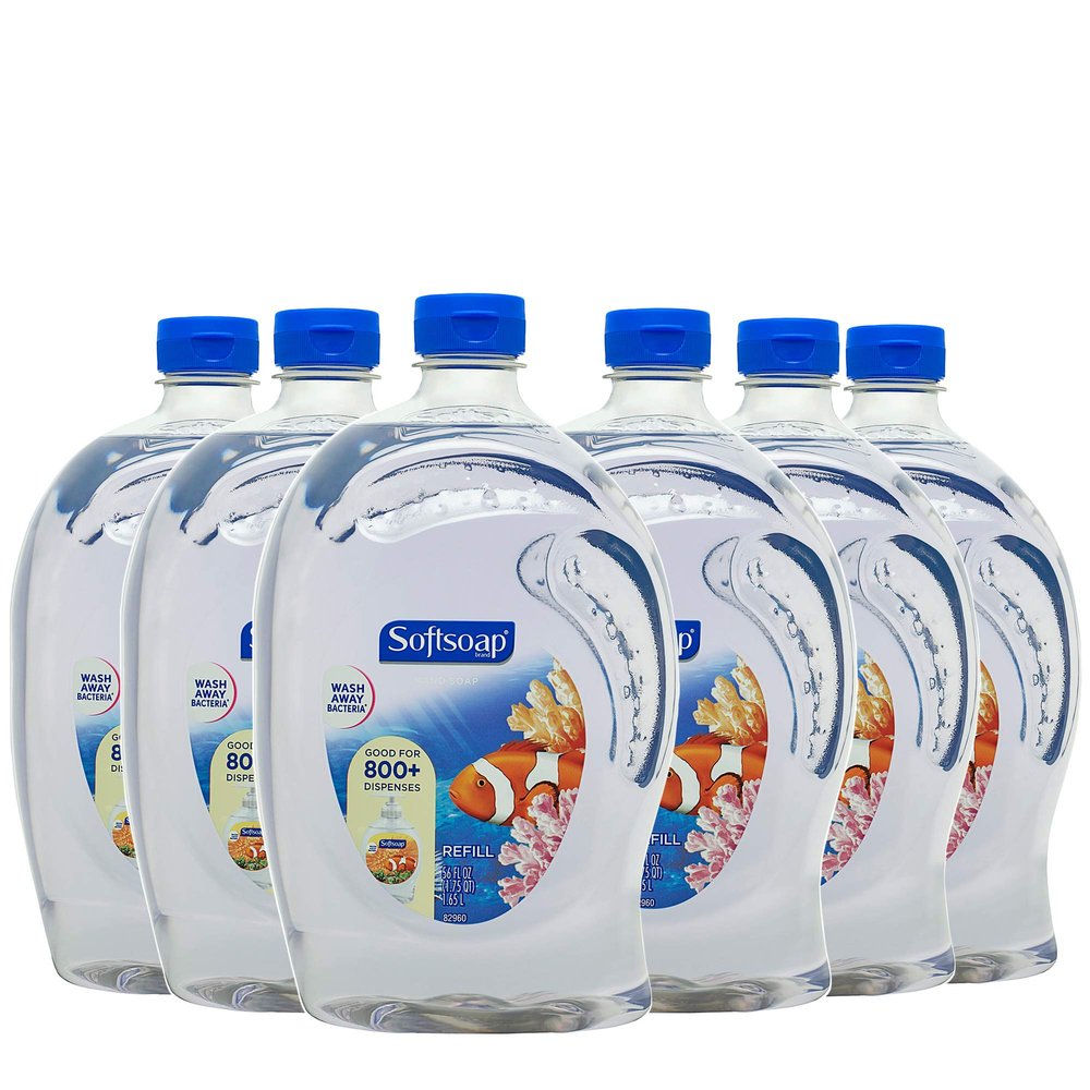 SOFTSOAP Liquid Hand Soap Refill, Aquarium, 56 Ounce Bottle (Pack of 6), Bathroom Soap, Bulk Soap, Premium Lightly Scented Hand Soap (Model Number: 126991)