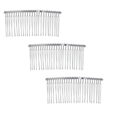 6 Pcs Wire Silver Hair Comb Wedding Bridal Make Veil Crafts Supply DIY 3 Inch