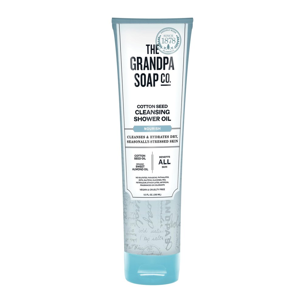 The Grandpa Soap Company Cottonseed Oil Body Wash Cottonseed + Organic Sweet Almond Oils | Clean, Vegan & Cruelty Free Formula | Nourishing Body Soap for Sensitive Skin | 9.5 Fl. Oz. Tube