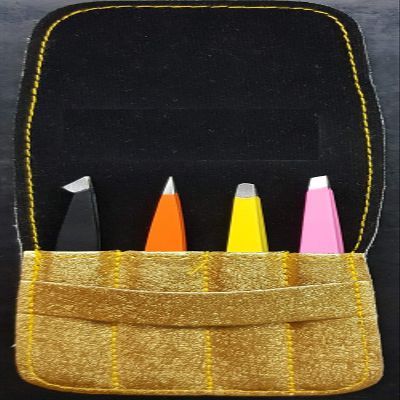 4 Pcs Eyebrow Tweezers set in pouch