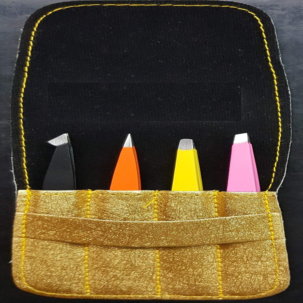 4 Pcs Eyebrow Tweezers set in pouch