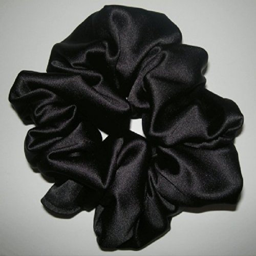 Black Satin Hair Scrunchy-Jumbo - Made in the USA