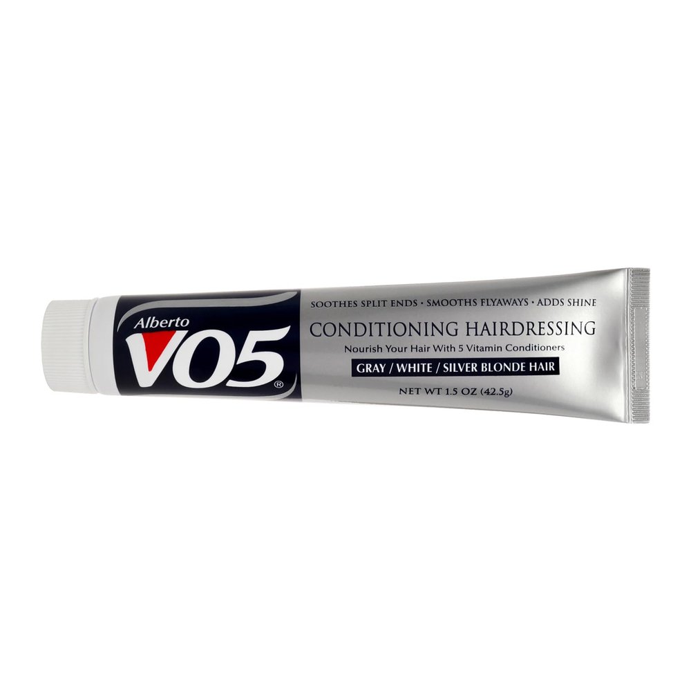 Alberto VO5 Conditioning Hairdressing for Grey White Silver Blonde Hair - Hair Conditioner Styling Product - Smooths Frizz - Brightens Color - 1.5 oz
