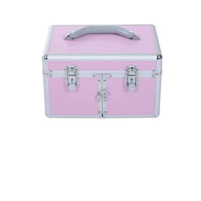 3 Tier Makeup Train Case Travel Cosmetic Organizer Jewelry Storage Box Lockable (Pink)
