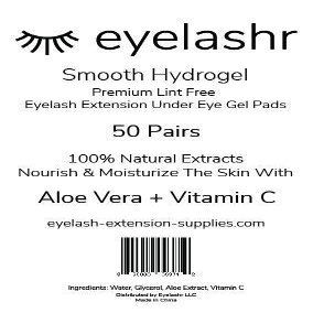 (50 Pairs) Under Eye Gel Pads for Eyelash Extensions - Premium Smooth Lint Free Patches with Vitamin C and Aloe Vera - Hydrogel Eye Patch - Lash Extension Supplies - Moisturizing Eyepads