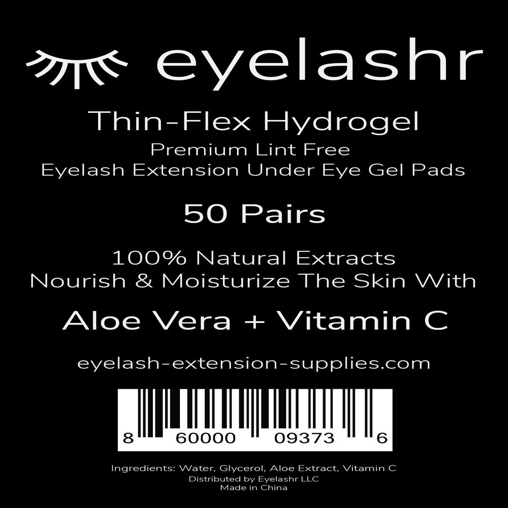 (50 Pairs) New Thin-Flex Under Eye Gel Pads for Eyelash Extensions - Premium Lint Free Patches with Vitamin C and Aloe Vera - Hydrogel Eye Patch - Lash Extension Supplies - Moisturizing Eyepads