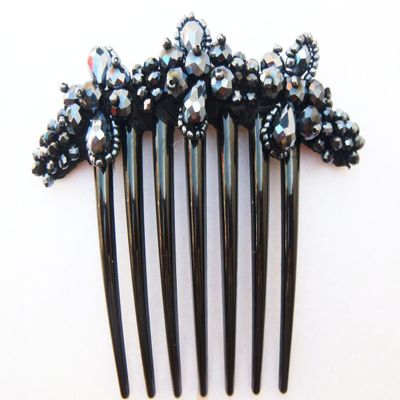 Thai Hair Comb - French Twist Side Comb - 3.5 x 4 Inch - Black - Wood or Bamboo - Manual - 1 Count - Unisex - For wedding guests, formal event attendees - Female
