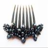 Thai Hair Comb - French Twist Side Comb - 3.5 x 4 Inch - Black - Wood or Bamboo - Manual - 1 Count - Unisex - For wedding guests, formal event attendees - Female view 2