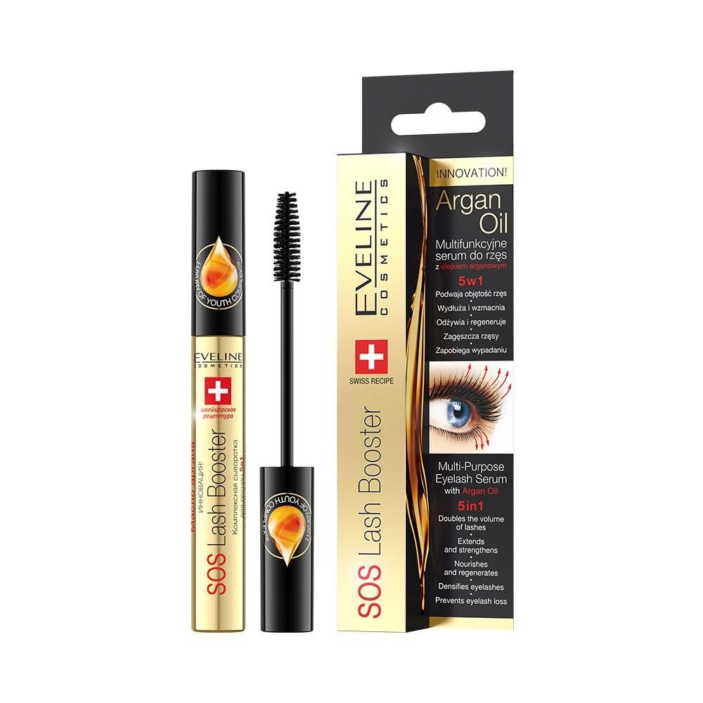 EVELINE COSMETICS Lash Booster with Argan Oil - Eyelash Serum - Doubles Volume, Extends & Strengthens - Multi Colored