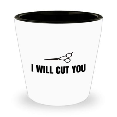 Barber Gift Idea - Old School Shave - Straight Razor Shot Glass - Shaving Gift - I Will Cut You