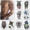 Temporary Tattoos For Men Guys Boys & Teens - Fake Half Arm Tattoos Sleeves For Arms Shoulders Chest Back Legs Cross Skull Owl Clock Scorpion Rose Realistic Waterproof Transfers 8 Sheets 8x6" view 1