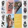 Temporary Tattoos For Men Guys Boys & Teens - Fake Half Arm Tattoos Sleeves For Arms Shoulders Chest Back Legs Cross Skull Owl Clock Scorpion Rose Realistic Waterproof Transfers 8 Sheets 8x6" view 2