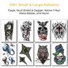 Temporary Tattoos For Men Guys Boys & Teens - Fake Half Arm Tattoos Sleeves For Arms Shoulders Chest Back Legs Cross Skull Owl Clock Scorpion Rose Realistic Waterproof Transfers 8 Sheets 8x6" view 4