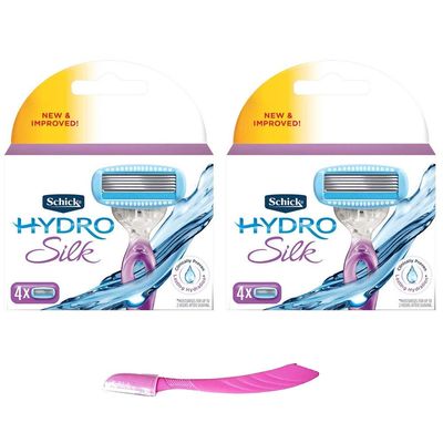 Schick Hydro Silk For Women Refill 5curve Sensing Blades, 8count with Eyebrow Razor 1count