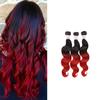 Arling Real Human Hair Extensions Body Wave 3 Bundles Natural Black Red 20"20"20" view 1