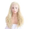 Million Braids Lace Front Wig Wavy End Hair Cap+26'' Braided Lace Wigs Blonde Hair for Women Synthetic Heat Resistant Long Braids Wig Glueless Half Hand Tied 613 Blond view 1