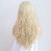 Million Braids Lace Front Wig Wavy End Hair Cap+26'' Braided Lace Wigs Blonde Hair for Women Synthetic Heat Resistant Long Braids Wig Glueless Half Hand Tied 613 Blond view 2