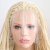 Million Braids Lace Front Wig Wavy End Hair Cap+26'' Braided Lace Wigs Blonde Hair for Women Synthetic Heat Resistant Long Braids Wig Glueless Half Hand Tied 613 Blond view 4