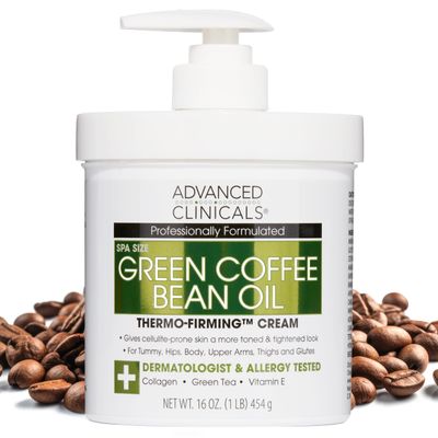 Advanced Clinicals Green Coffee Bean Thermo - Firming Body Lotion | Caffeine Infused Collagen Cream Moisturizer & Body Cream For Women, Stomach, Legs, & To Improve Look Of Textured Crepey Skin, 16 Oz