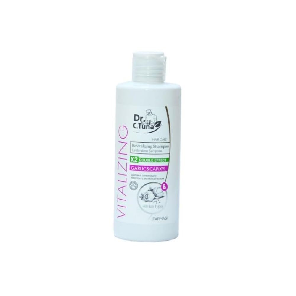 FARMASi Dr. C. Tuna Vitalizing Garlic Shampoo, Nourishing & Strengthening Formula with Garlic Extract and Capixyl, Helps Refresh Scalp & Support Fuller-Looking Hair, 7.6 fl oz