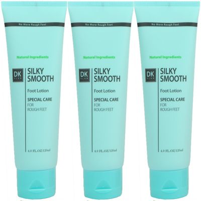 DK ELAN Silky Smooth Foot Lotion (Pack of 3) New natural moisturizer for dry, rough, cracked feet & heels