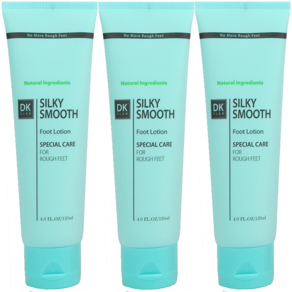 DK ELAN Silky Smooth Foot Lotion (Pack of 3) New natural moisturizer for dry, rough, cracked feet & heels