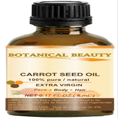 CARROT SEED OIL 100% Pure/Natural/Extra Virgin/Unrefined/Cold Pressed/Undiluted Carrier Oil. 0.17 Fl.oz.- 5 ml. Skin, Body and Hair Care. by Botanical Beauty