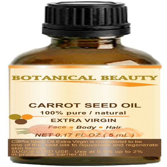 CARROT SEED OIL 100% Pure/Natural/Extra Virgin/Unrefined/Cold Pressed/Undiluted Carrier Oil. 0.17 Fl.oz.- 5 ml. Skin, Body and Hair Care. by Botanical Beauty