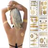 Terra Tattoos Gold Metallic Tattoo Flash Sheets Designs of Elephants, Flowers & more! Face Tattoos for Women Waterproof Nontoxic Long Lasting 75+ Designs for Vacation, Festivals Parties - Gold view 1