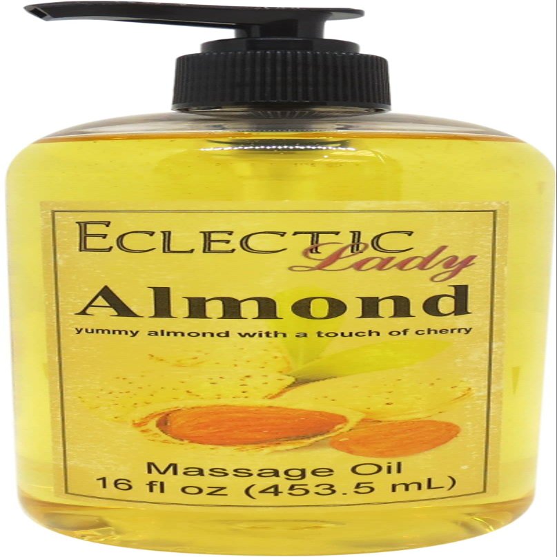 Almond Massage Oil, 16 oz, With Sweet Almond Oil and Jojoba Oil, Preservative Free, Perfect for Aromatherapy and Relaxation