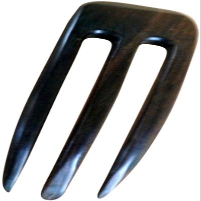 (1) Ebony Wood Three Prong Curved 4.5 Inch Hair Stick Pick Pic Pin Fork